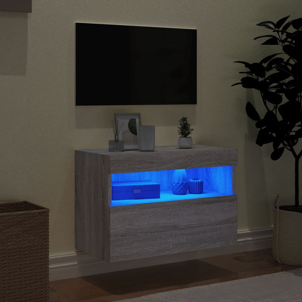 TV-Wandschrank mit LED Grau Sonoma 60 cm