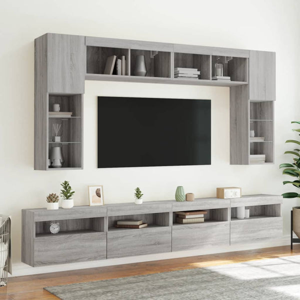 TV-Wandschrank mit LED Grau Sonoma 60 cm