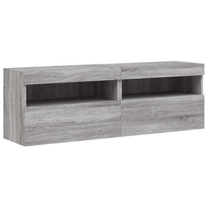 TV-Wandschränke mit LED, 2er Set, Grau Sonoma