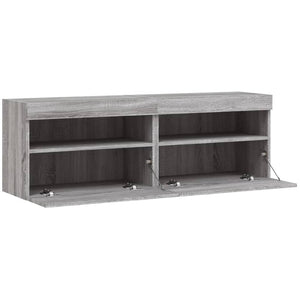 TV-Wandschränke mit LED, 2er Set, Grau Sonoma