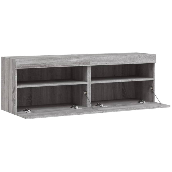 TV-Wandschränke mit LED, 2er Set, Grau Sonoma