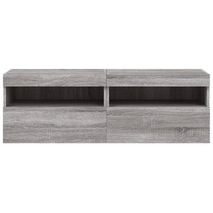 TV-Wandschränke mit LED, 2er Set, Grau Sonoma