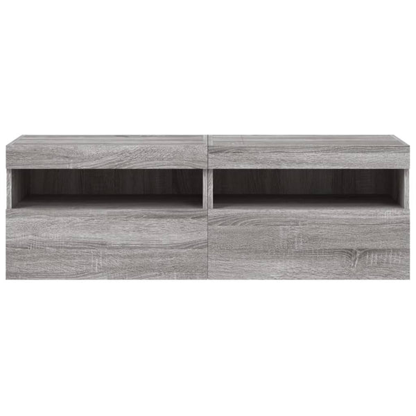 TV-Wandschränke mit LED, 2er Set, Grau Sonoma