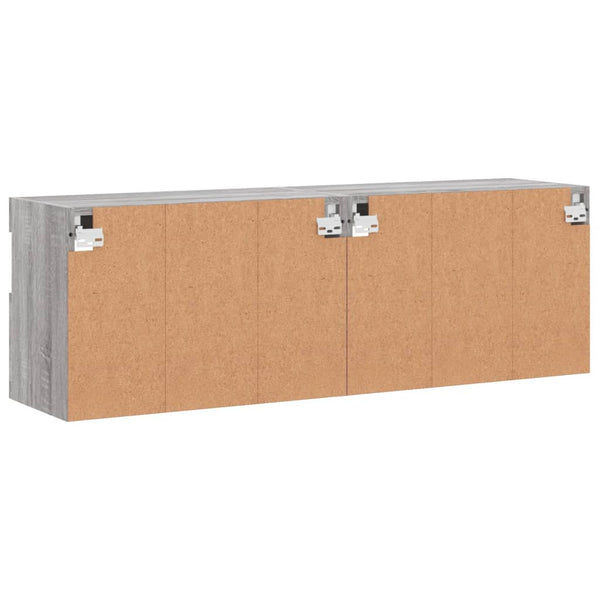 TV-Wandschränke mit LED, 2er Set, Grau Sonoma