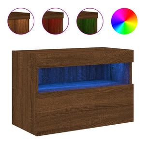 TV-Wandschrank mit LED Braun Eichenoptik