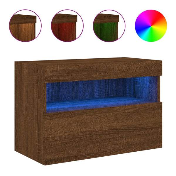 TV-Wandschrank mit LED Braun Eichenoptik