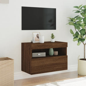 TV-Wandschrank mit LED Braun Eichenoptik