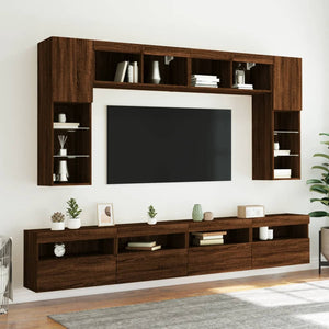 TV-Wandschrank mit LED Braun Eichenoptik