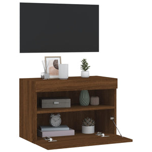 TV-Wandschrank mit LED Braun Eichenoptik