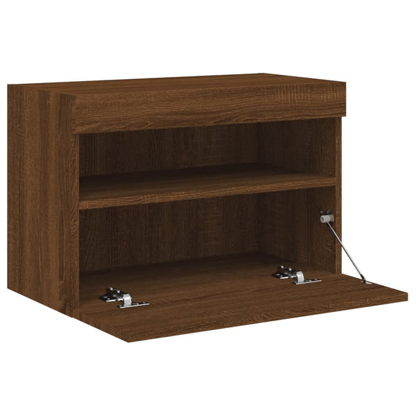 TV-Wandschrank mit LED Braun Eichenoptik