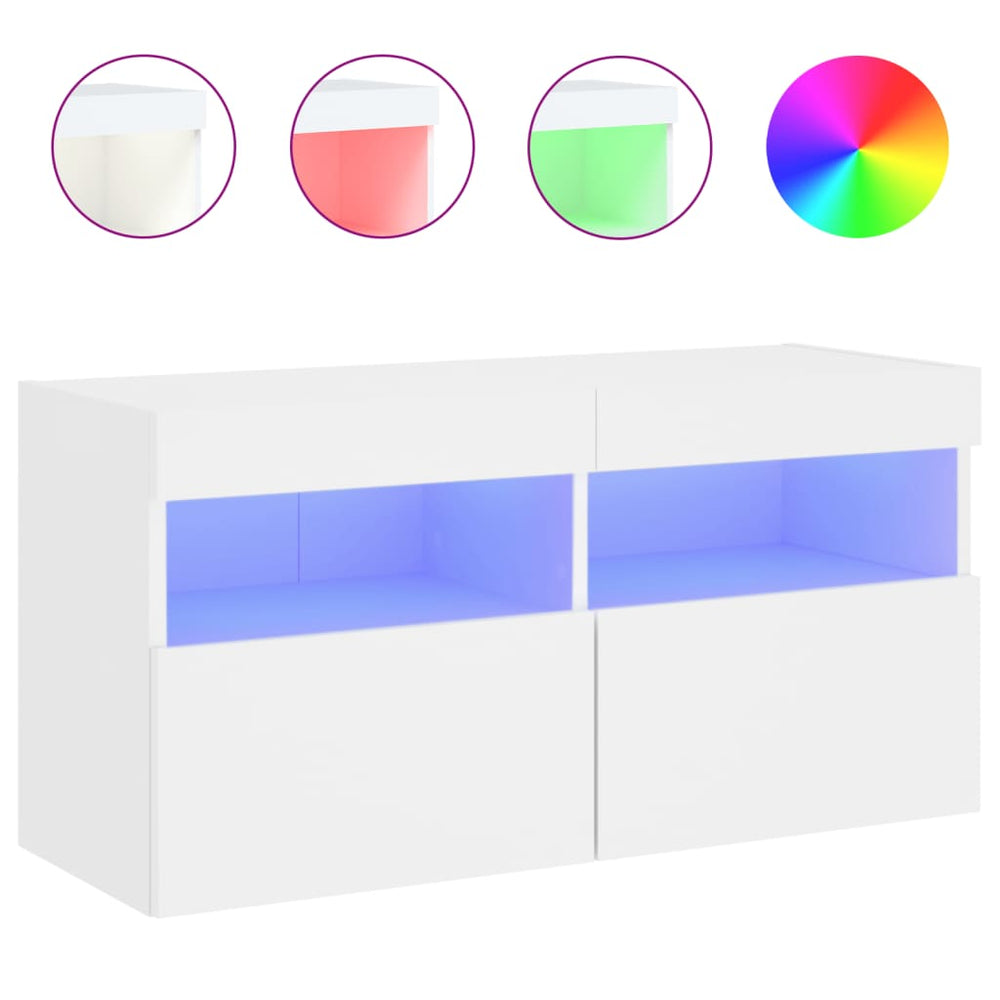 TV-Wandschrank mit LED Weiß 80x30x40 cm