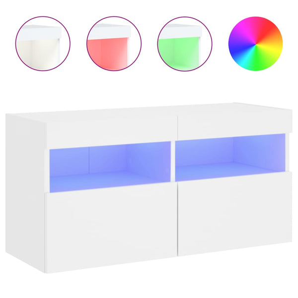 TV-Wandschrank mit LED Weiß 80x30x40 cm