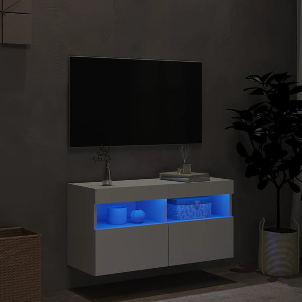 TV-Wandschrank mit LED Weiß 80x30x40 cm