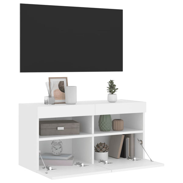 TV-Wandschrank mit LED Weiß 80x30x40 cm