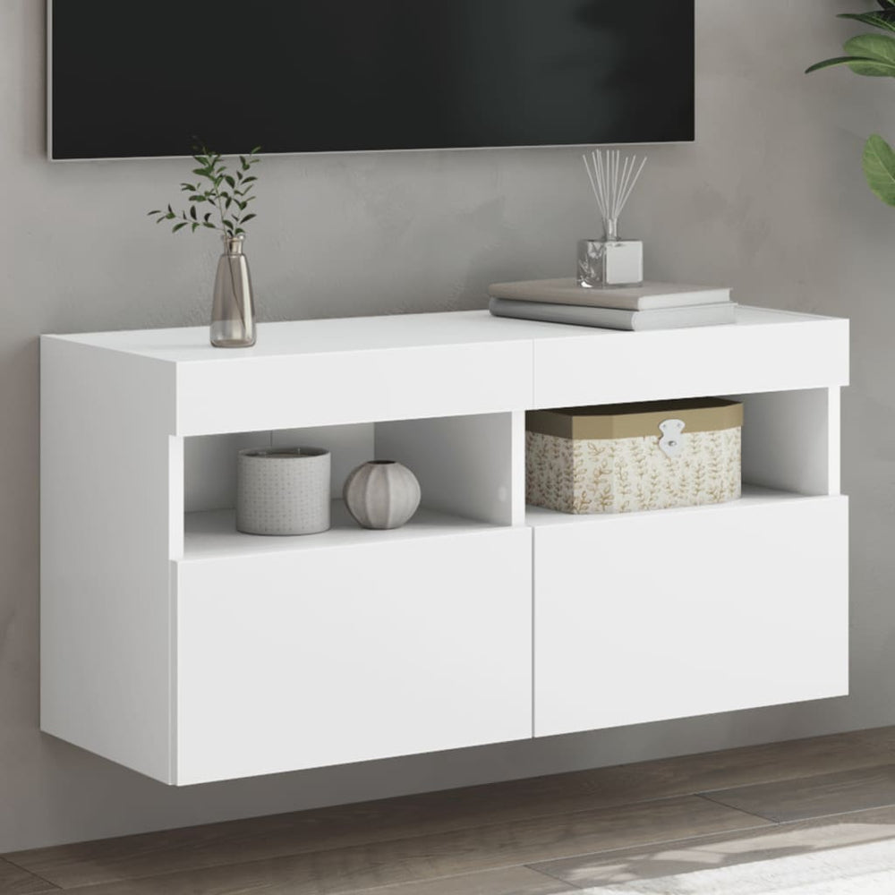 TV-Wandschrank mit LED Weiß 80x30x40 cm