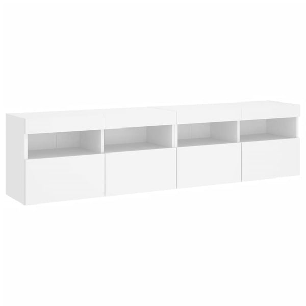 TV-Wandschränke mit LED, 2er Set, Weiß 80x30x40 cm