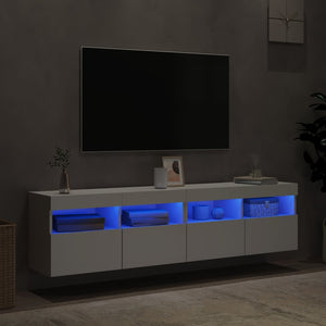 TV-Wandschränke mit LED, 2er Set, Weiß 80x30x40 cm