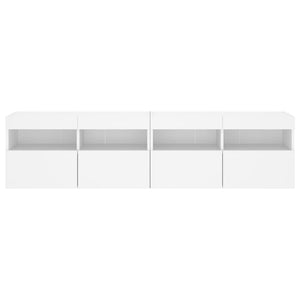 TV-Wandschränke mit LED, 2er Set, Weiß 80x30x40 cm