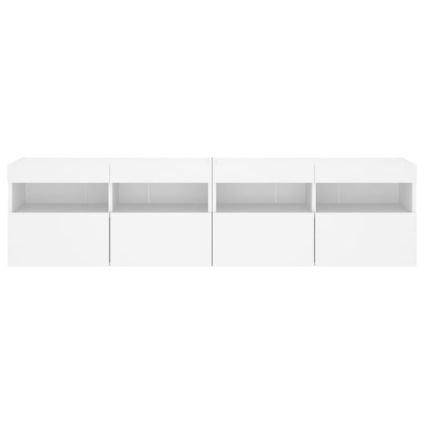 TV-Wandschränke mit LED, 2er Set, Weiß 80x30x40 cm