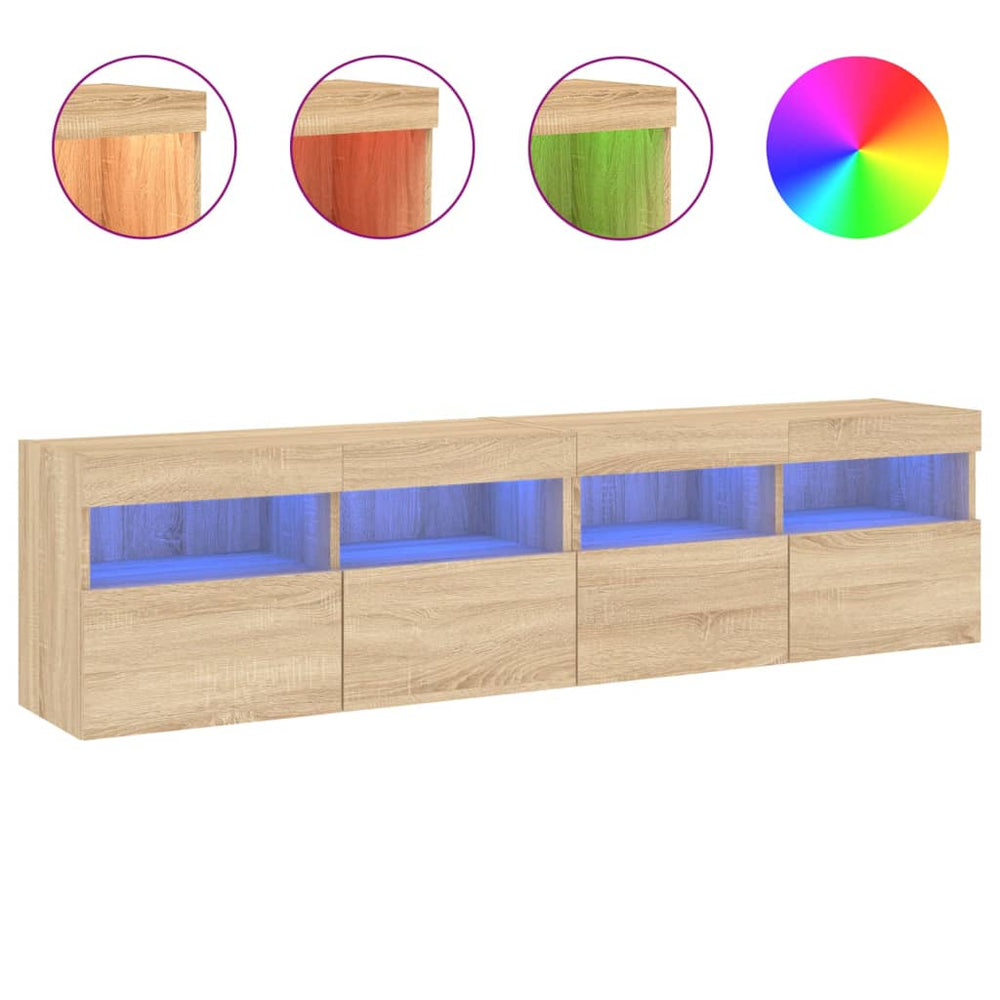 TV-Wandschränke mit LED Sonoma-Eiche 2er Set