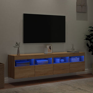 TV-Wandschränke mit LED Sonoma-Eiche 2er Set