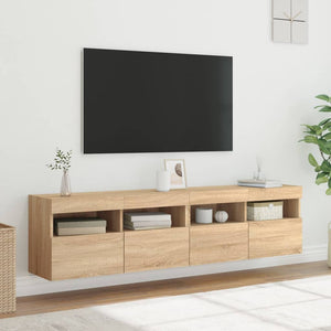 TV-Wandschränke mit LED Sonoma-Eiche 2er Set