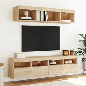 TV-Wandschränke mit LED Sonoma-Eiche 2er Set