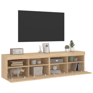 TV-Wandschränke mit LED Sonoma-Eiche 2er Set