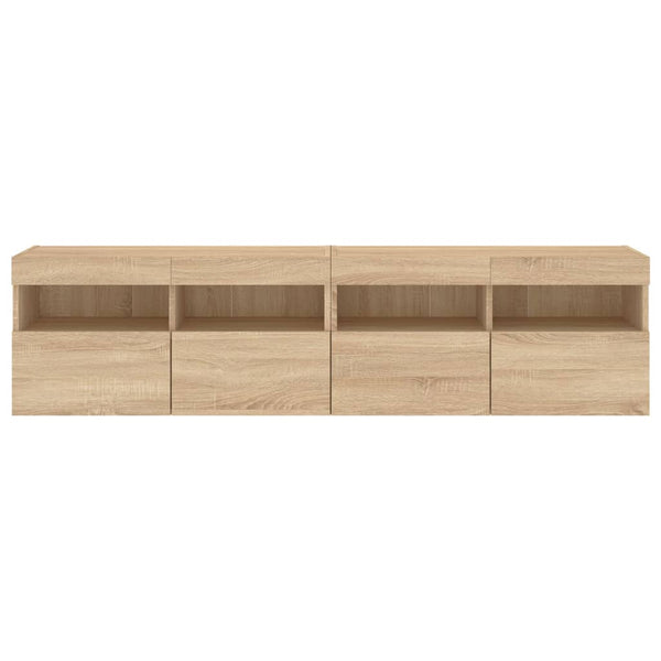 TV-Wandschränke mit LED Sonoma-Eiche 2er Set