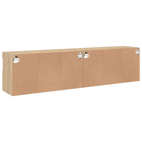 TV-Wandschränke mit LED Sonoma-Eiche 2er Set