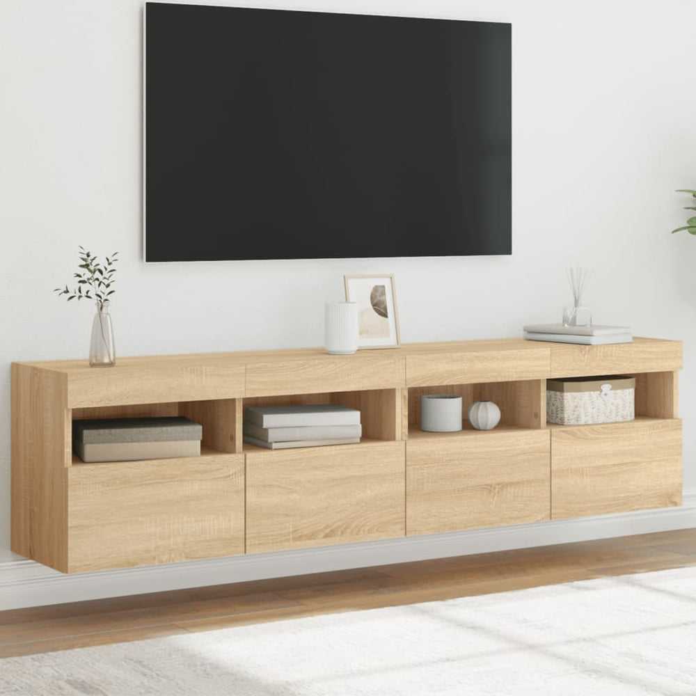 TV-Wandschränke mit LED Sonoma-Eiche 2er Set