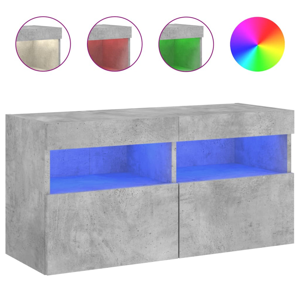 TV-Wandschrank mit LED Betongrau 80cm