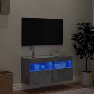 TV-Wandschrank mit LED Betongrau 80cm