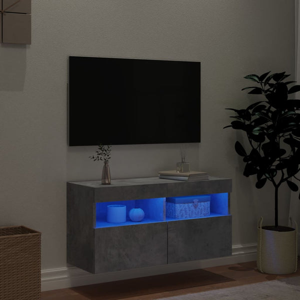 TV-Wandschrank mit LED Betongrau 80cm