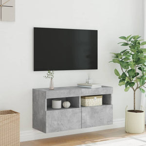 TV-Wandschrank mit LED Betongrau 80cm