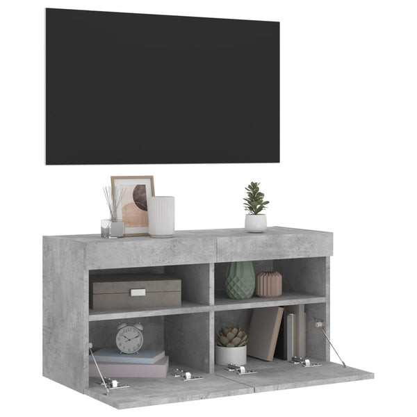 TV-Wandschrank mit LED Betongrau 80cm