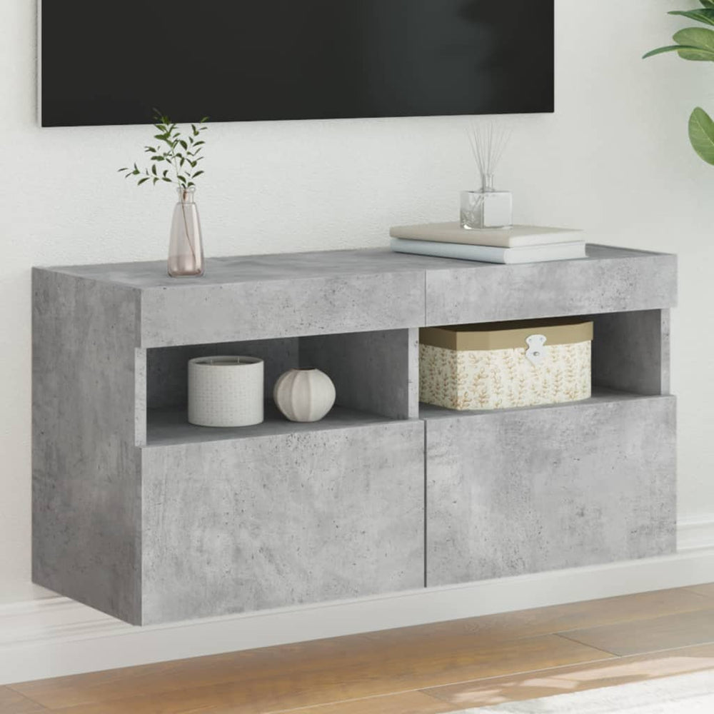 TV-Wandschrank mit LED Betongrau 80cm