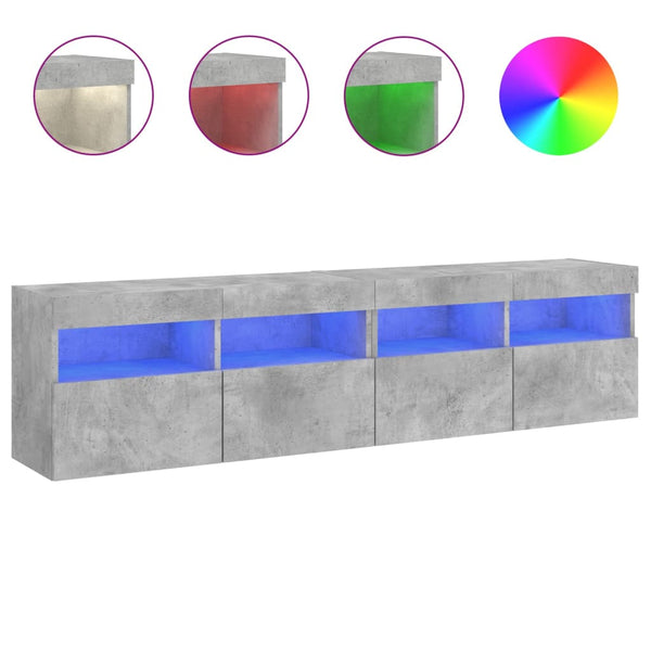 TV-Wandschränke mit LED, 2er-Set, Betongrau
