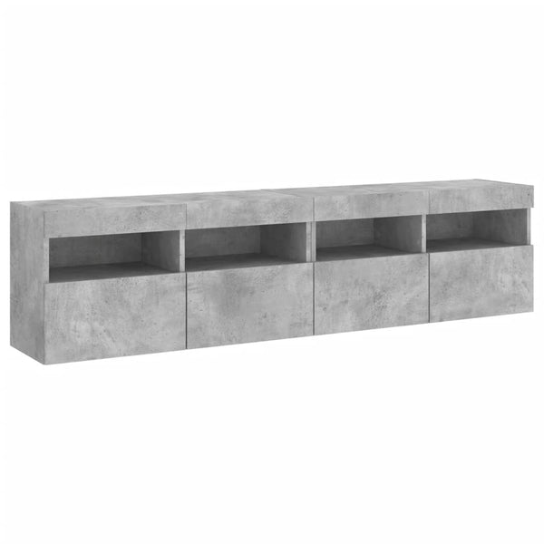 TV-Wandschränke mit LED, 2er-Set, Betongrau