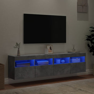 TV-Wandschränke mit LED, 2er-Set, Betongrau