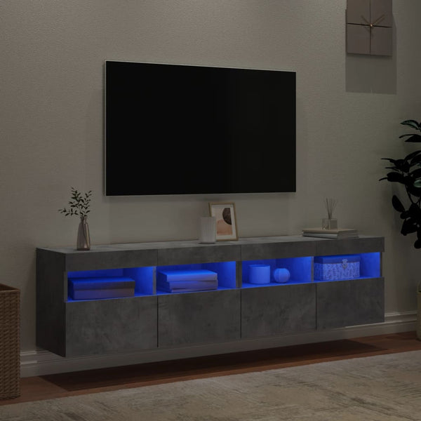 TV-Wandschränke mit LED, 2er-Set, Betongrau