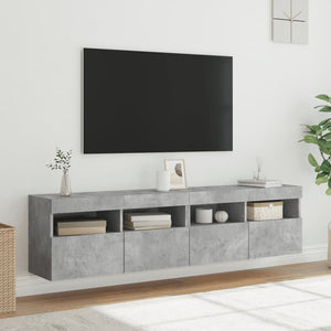TV-Wandschränke mit LED, 2er-Set, Betongrau