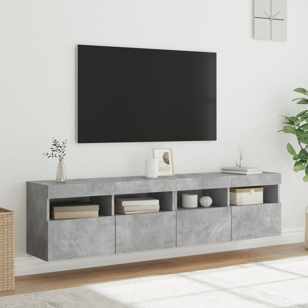 TV-Wandschränke mit LED, 2er-Set, Betongrau