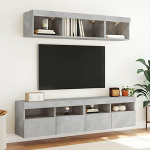 TV-Wandschränke mit LED, 2er-Set, Betongrau