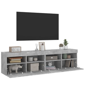 TV-Wandschränke mit LED, 2er-Set, Betongrau