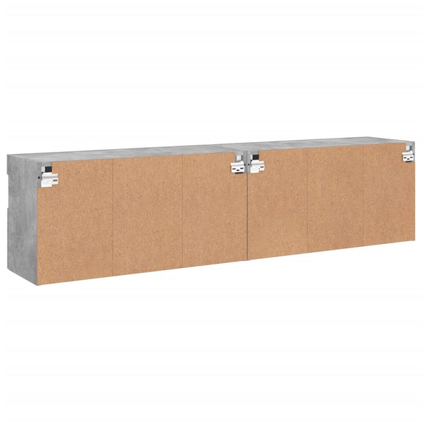 TV-Wandschränke mit LED, 2er-Set, Betongrau