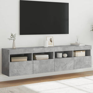 TV-Wandschränke mit LED, 2er-Set, Betongrau