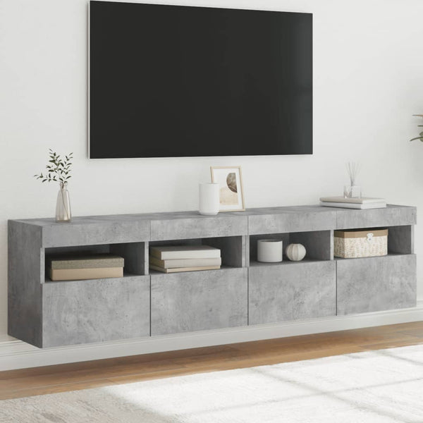 TV-Wandschränke mit LED, 2er-Set, Betongrau