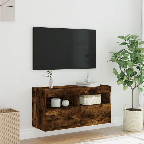 TV-Wandschrank mit LED Räuchereiche 80cm