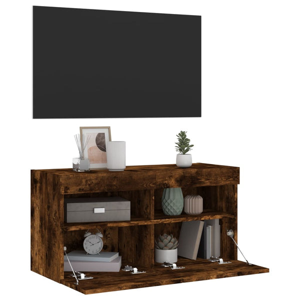 TV-Wandschrank mit LED Räuchereiche 80cm